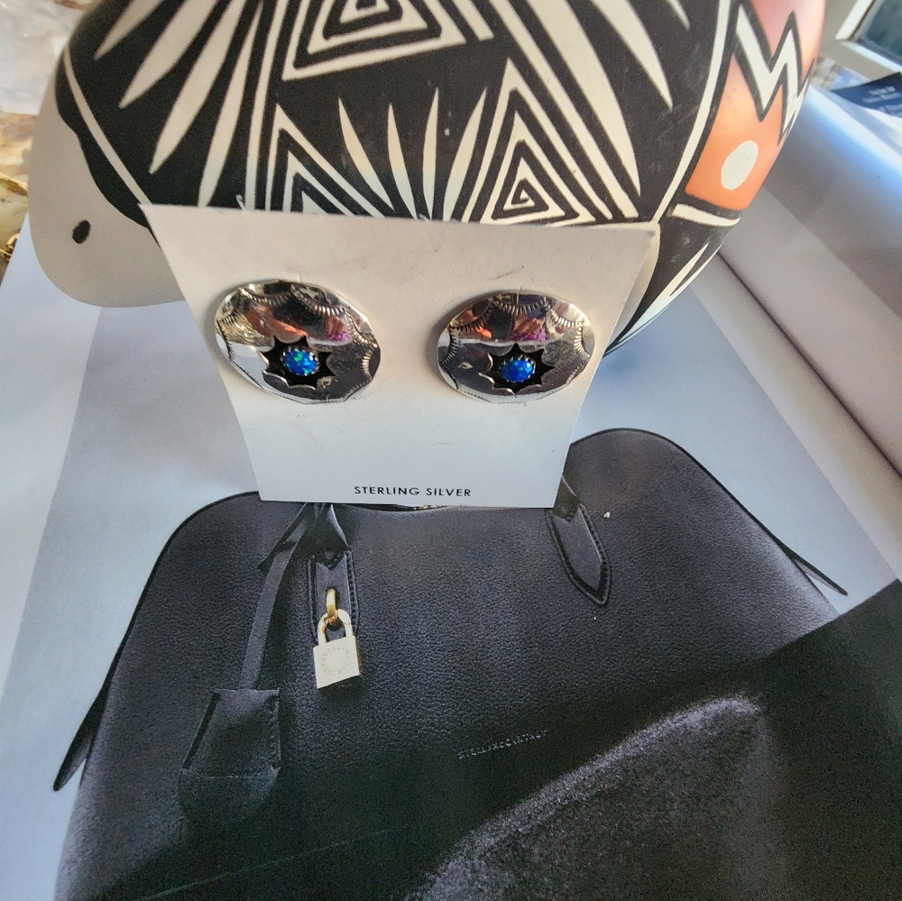 Sterling Silver Navajo Hand-made Earrings - Picture 8 of 15